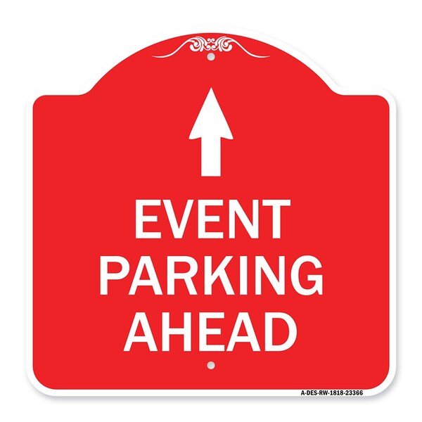 Designer Series Sign-Parking Sign & Post Kit, Red & White Aluminum Sign, 18" x 18", RW-1818-23366